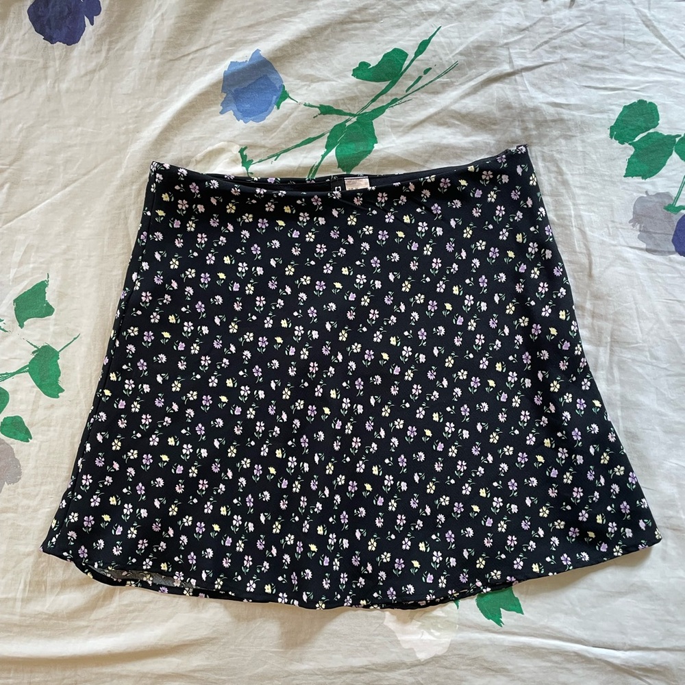 Floral Black Skirt